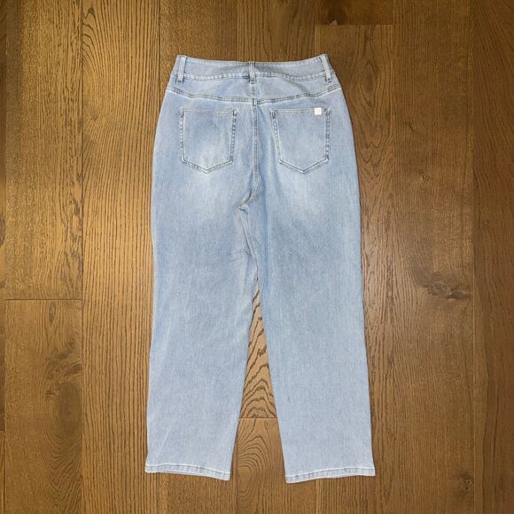 Halara Flex High Waisted Straight Leg Washed Casual Jeans with Pockets Medium - Picture 2 of 4